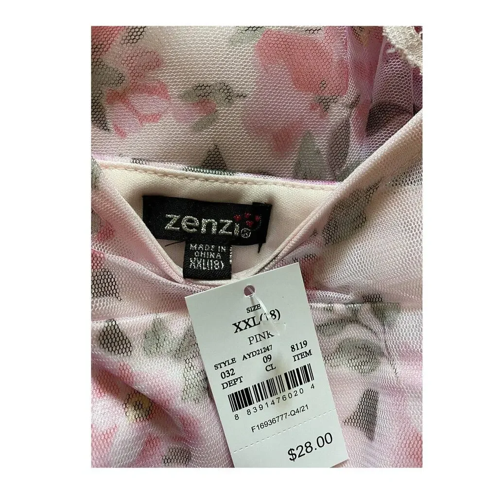 New Zenzi Girls' Pink Sleeveless Pink Floral Dress w/ Lace Detail Size XXL 18